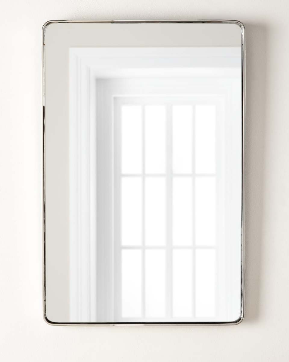 Stainless Steel Curved Rectangle Mirror, 24" x 36"